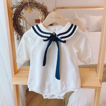

WLG Baby Clothes Girls Rompers Spring Autumn White Bow Long Sleeve Romper Toddler Girl Casual Clothes for 6-18 Months