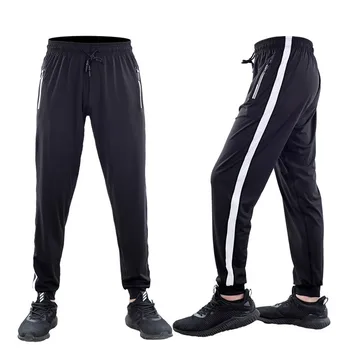 

2020 New models Men Running Pants Black with White Stripe Basketball Jerseys Quick Dry Yoga Sportswear Sport Elastic Fitness Gym