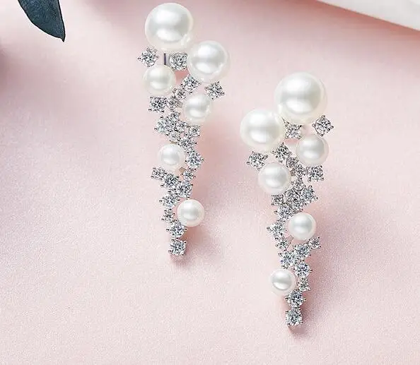 YTF122 925 Серебряные женские ногти для ушей простые Помолвочные украшения для ушей Встроенные с цирконом