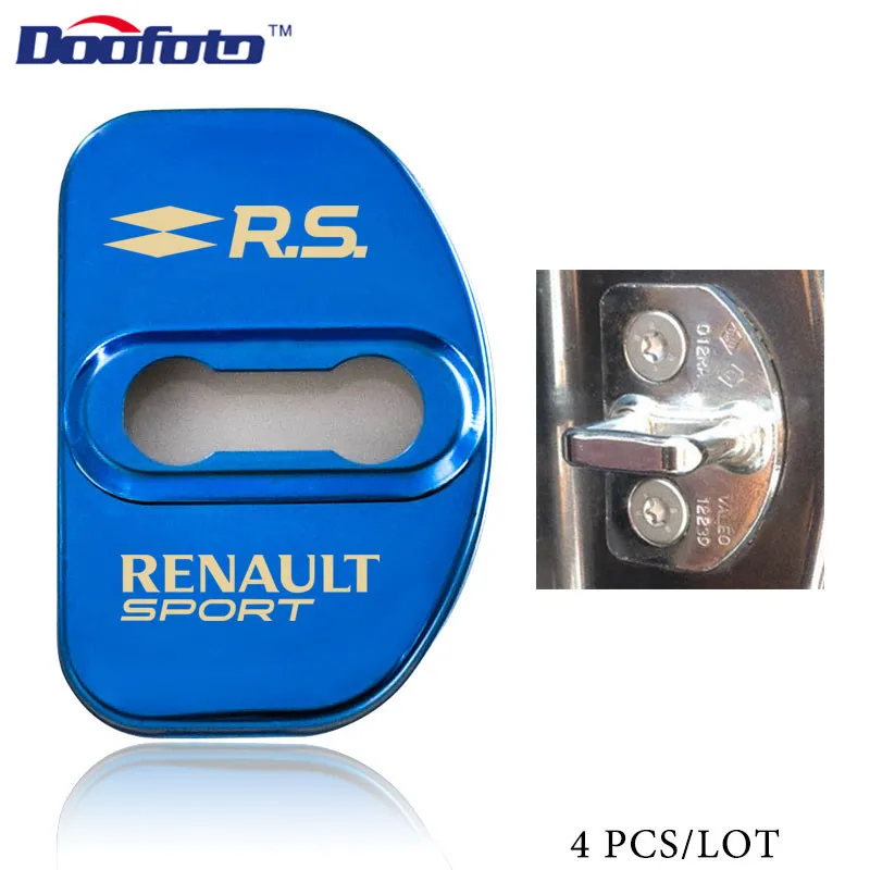 Doofoto 4x Автомобильный Дверной замок, чехлы для Renault Sport Duster Megane 2 3 Clio Fluence Logan Captur Laguna Scenic, аксессуары - Цвет: Style 1 Blue