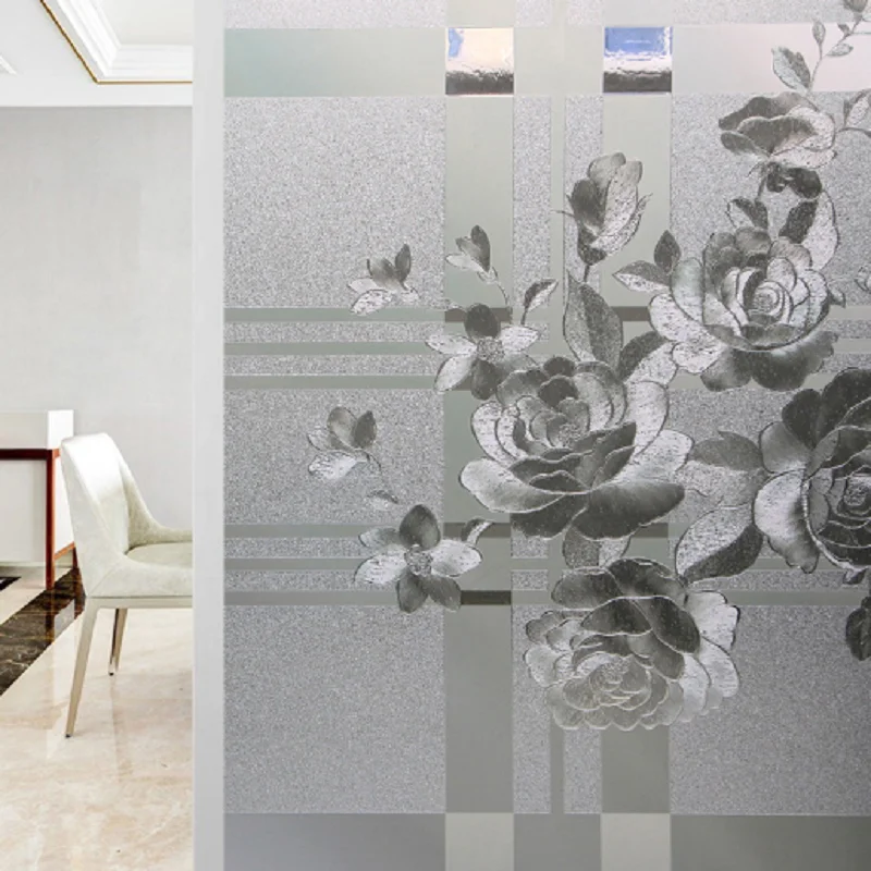 Статическая липкая оконная наклейка 100 см в длину пион стиль конфиденциальности