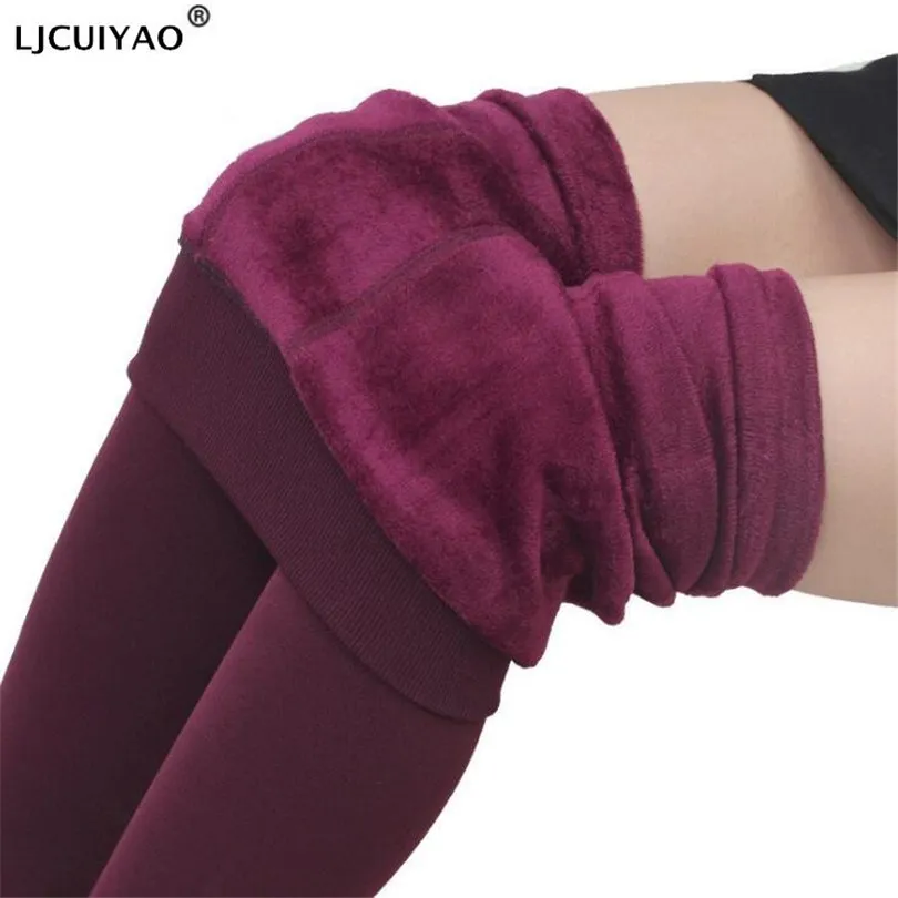 

LJCUIYAO Winter Leggings Women's Warm Leggings High Waist Thick Velvet Legging Solid All-match Legging Women Plus Size Leggins