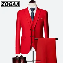 ZOGAA 2019 Male Wedding Dress Custom Made Groom Tuxedos Men's suits Tailor Suit Red Blazer Suits For Men 3 Pcs Jacket+Pants+Vest ZOGAA 2019 Male Wedding Dress Custom Made Groom Tuxedos Men's suits Tailor Suit Red Blazer Suits For Men 3 Pcs Jacket+Pants+Vest