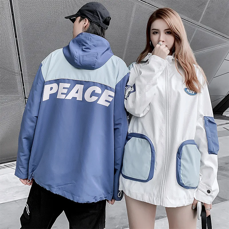 

2019 Autumn And Winter New Style Men Casual Jacket INS Douyin Celebrity Style Couple Clothes Hooded Coat Raincoat Jacket