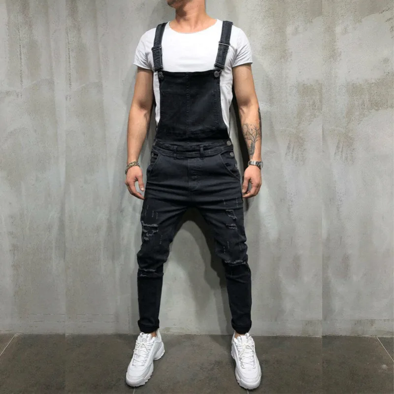 Casual Men Male Bib Overalls Denim Shorts Walkshort Jumpsuit Button Rompers