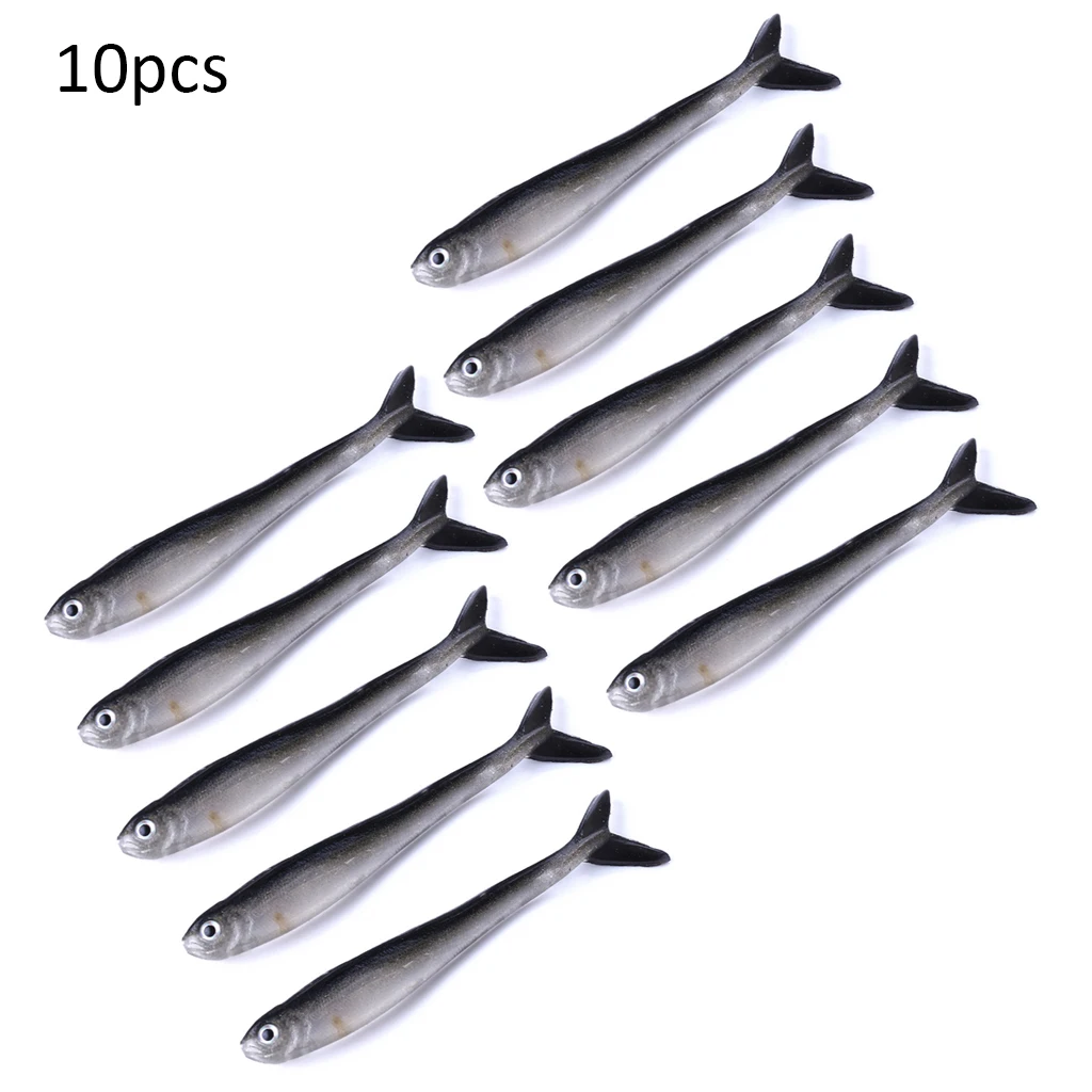 

10pcs 80mm 2.2g Soft Silicone Fishing Lure Minnow Saltwater Freshwater Worms Wobblers Artificial Bait Bass Tackle Jigs