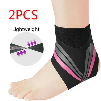 2 Stuks Sport Ademend Enkel Ondersteuning Verstelbare Enkel Protector Brace Mouwen Elastische Voeten Ondersteunt Band Guard Wrap Voetbal Gym