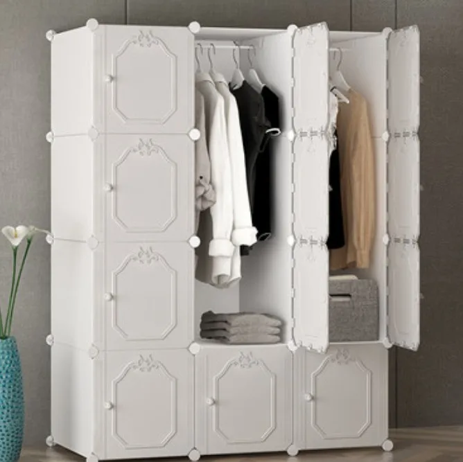Белый роскошный ПП пластиковый смоляный шкаф для одежды шкаф для хранения одежды металлический каркас большой сильный шкаф для одежды мебель для спальни B504