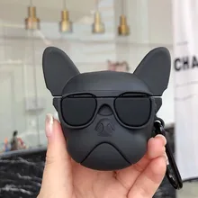 Прохладный 3D горячая собака Беспроводной наушники зарядным устройством чехол для Apple AirPods 1 2 панель в форме французского бульдога Мягкий силиконовый чехол с застежкой на крючок