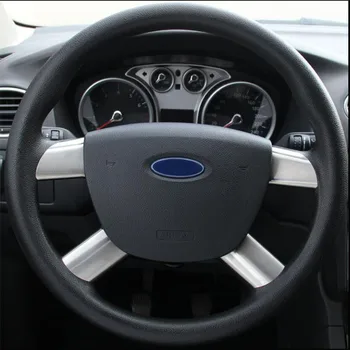 

4pcs Stainless Steel Steering Wheel Decoration Trim Car Stickers for Ford Focus 2 MK2 2005-2011 KUGA C-MAX Auto Accessories