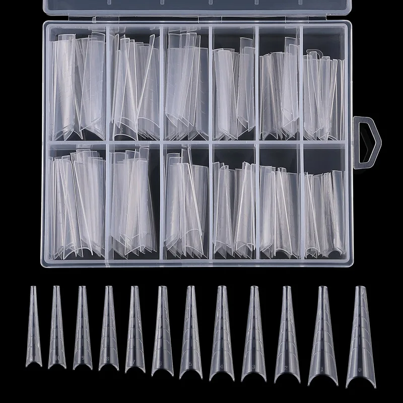 120Pcs Dual Forms Poly Nail Gel Quick Building Mold Tips Clear Finger Extension Nail Art UV Coffin & Nail Ballerina Tips Mold &*