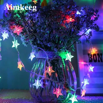 

LED Star Christmas Lights Garland Decor Light Novelty Battery Powered Fairy String lamp For New Year Wedding Home Decoration