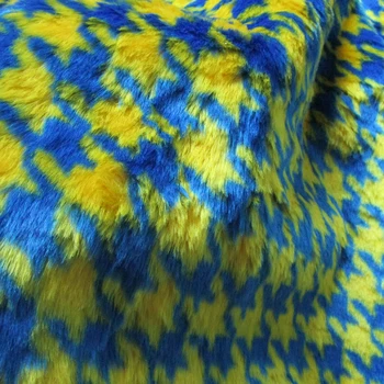 

Fashion High Quality Faux Rabbit Fur Fabric With Houndstooth Printed for Winter Clothes Sewing Cloth DIY Making Phone Case Cloth