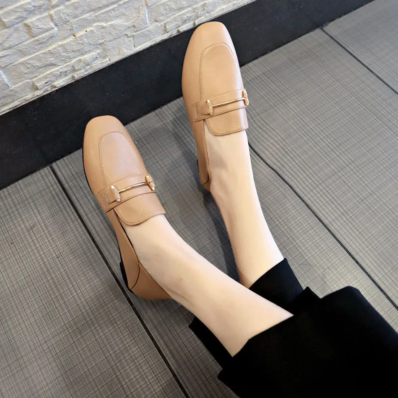 

Double Purpose Flat Keel Thin Shoes Women's New Style British-Style Small Leather Shoes Tide on Online Celebrity Versatile Mocco