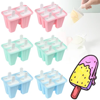 

1Pc Homemade DIY Ice Cream Mold 4 6 Grids Ice Cube Molds Summer Popsicle Maker Platsic Kitchen Tools Lolly Mould Party Suppliers