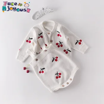 

Baby Girl Clothes Knitted Baby Clothes 100% Cotton Cherry Baby Romper For Girl Infant Baby Girl Jumpsuit Baby Girl Romper Set