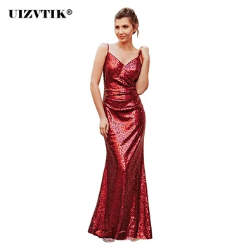 

Summer Dress Women 2020 Elegant Sexy Deep V Neck Sequin Long Party Dress Blackless Evening Clud Bodycon Mermaid Maxi Dresses