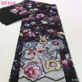 

African Sequence lace fabric 2020 High Quality Glitter Sequins lace fabric French Tulle lace fabric for Evening Dress S1397