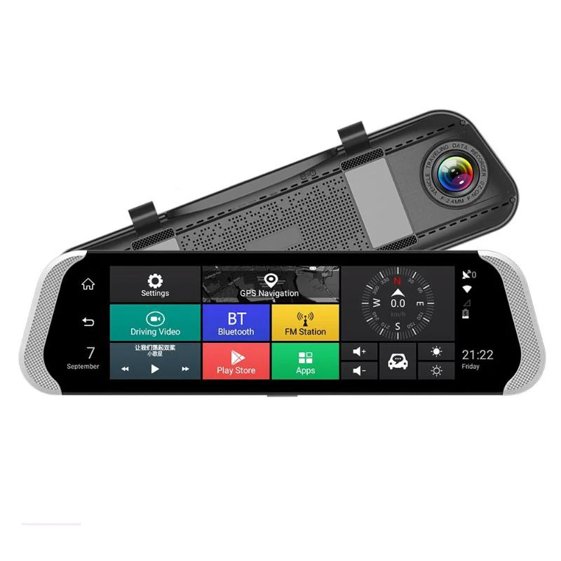 

10 Inch 4g Car Rearview Mirror Dvr Camera Dual Lens Android 5.1 Dash Cam App Adas Warning Bluetooth Dual Lens G-Sensor Dvr