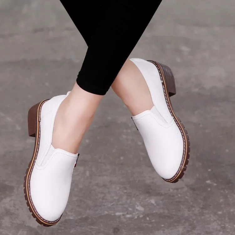 Women Flat Oxford Shoes Round Toe Lace-Up