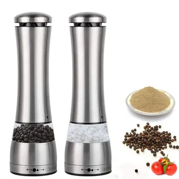 

Portable Stainless Steel Electric Pepper Mill Adjustable Coarseness Salt Spices Ceramic Grinder Kitchen Seasoning Grinding Tools