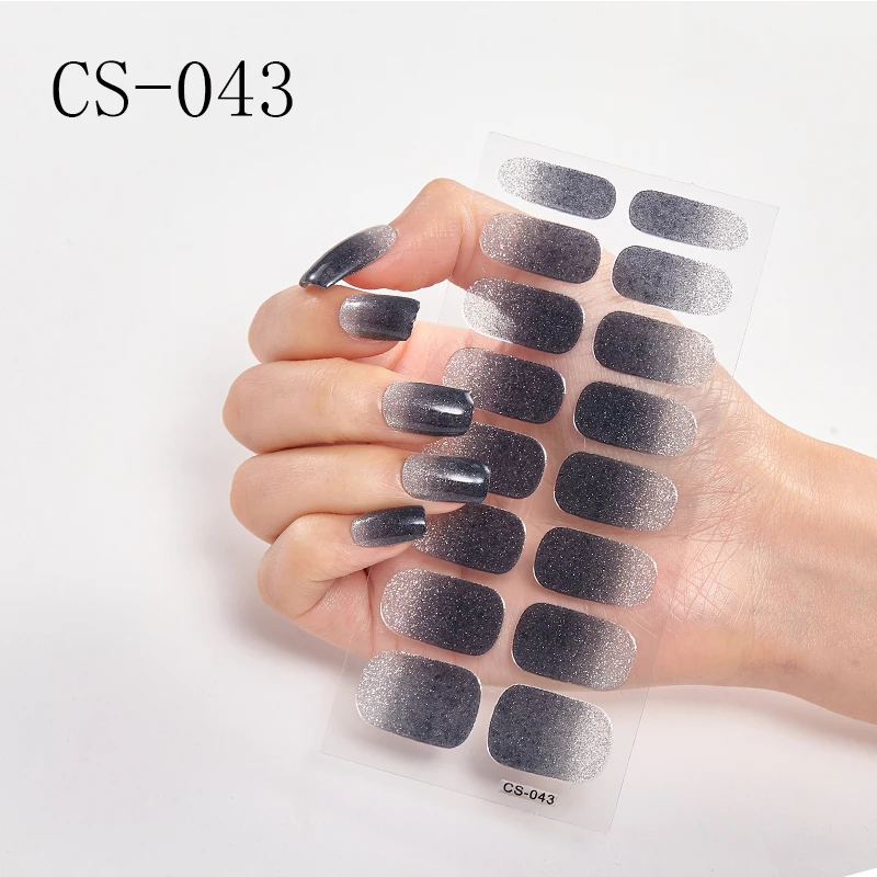 14tips/sheet Colorful Shinny Full Nail Art Tips DIY Adhesive Wraps Waterproof Stickers Decorations Manicure Drop Shipping | Красота и