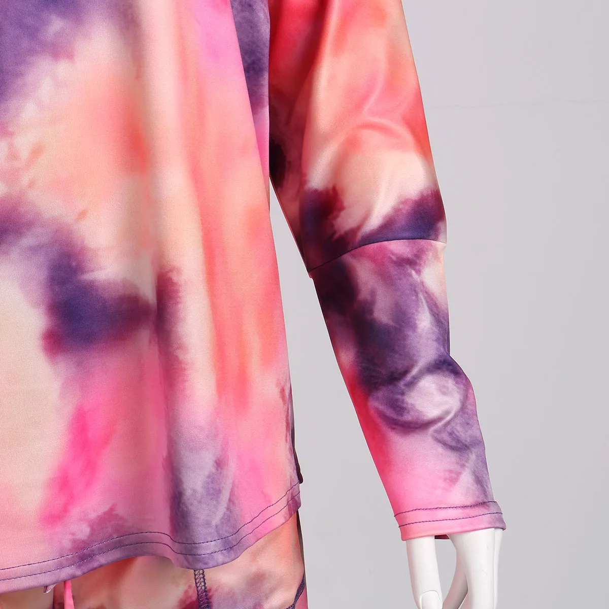 womens underwear sets hirigin New Tie Dye Colorful 2Pieces Sets Women Tracksuits Casual Long Sleeve Pullovers Lace Up Shorts with Pockets Outfits lounge wear sets