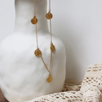 

Chic 5pcs Coins Gold Stainless Steel Necklaces for Women 14k gold Round Choker Female Party Wedding Jewelry Girls Collier
