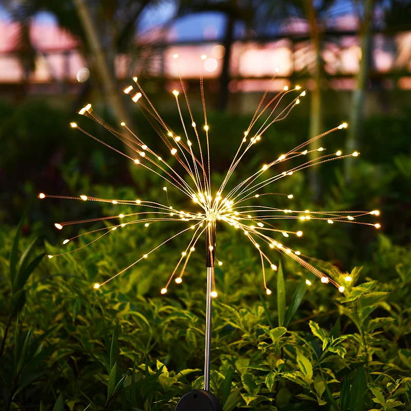 LED Solar Fireworks Lights Outdoor 90/150 LEDs Waterproof String Fairy Light For Home Garden Street Lamp Christmas Decoration solar wall lights outdoor