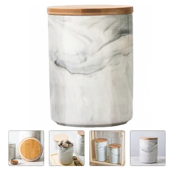 

1PC Helpful Durable Creative Storage Jar Marbling Sealed Jar Cereals Pot for Home