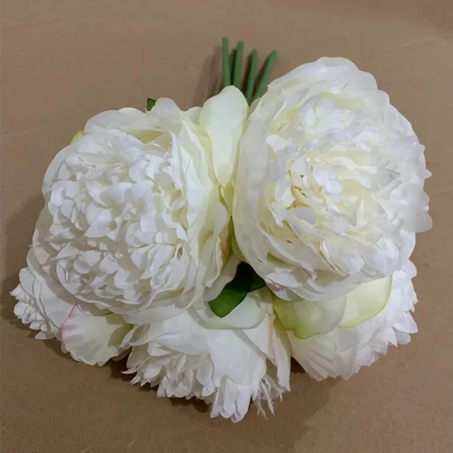 5 Heads Bouquet Artificial Fake Peony Springs Flowers Silk Flower Leaf Home Office Wedding Houes Party Festival Bar Decoration 10