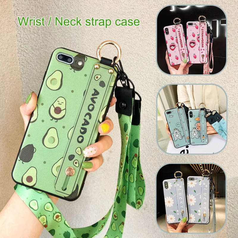 

Fashion Neck Strap Case for Huawei Mate 20 Mate 20 Pro 20X Lite Wrist Strap Cover Lanyard Case Shell Love heart flower