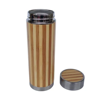 

stripe bamboo stainless steel water bottle