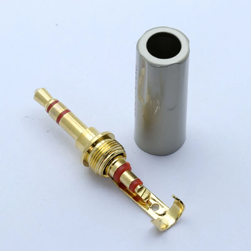 100pcs Copper 3 5mm Stereo Jack Gold Plated 3 5mm 3Pole 4Poles Male Plug Wire Connector for 6MM Cable Headphone Soldering Jack