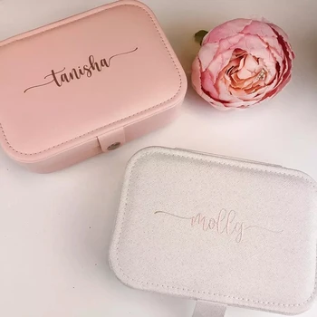 

Personalized Multi-fuction Monogram Name Initials Travel Jewellery Storage Box Gift For Mother Bride Bridesmaid Friend Earings