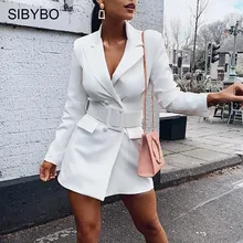 SIBYBO комбинезон для новорожденных с длинными рукавами осенний блейзер для женщин с вырезами Глубокий V сексуальное женское пальто однотонный Повседневный длинный женский Блейзер Топы