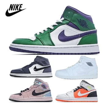 

Nike Air Jordan1 Mid Men's Basketball Shoes Incredible Hulk Sz 15 Green Purple lifestyle mid-top sneakers Sport shoes