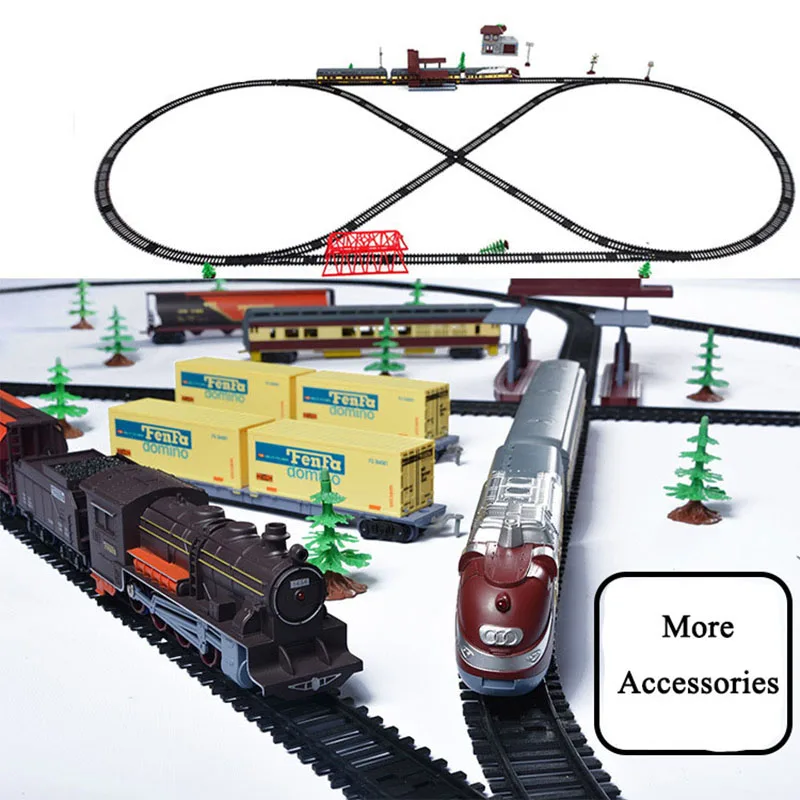 Классический Электрический светильник, железнодорожный поезд, набор Fenfa, современный классический сборный музыкальный поезд, вагон, модель автомобиля, набор игрушек