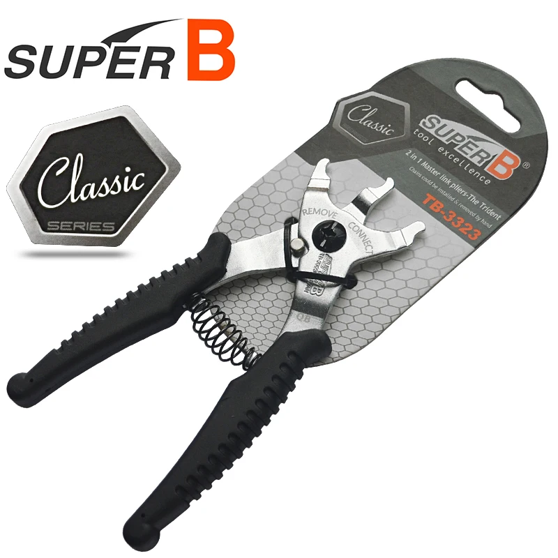 

SUPER B TB-3323 Bike Chain Magic Button Clamp Remover Connect Tools Bicycle Chain Repair Tools 2 in 1 Master Link Pliers-trident