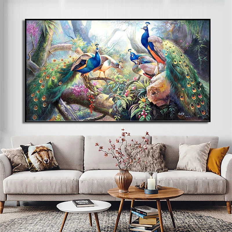 100% ручная роспись Peacocks Высококачественная художественная живопись на холсте