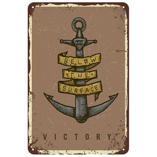 Below Xthe Surface Victory Vintage Anchor Metal Tin Sign 8x12 Inch Retro Home Kitchen Bedroom Living Room Bar Pub Wall Decor | Дом и сад