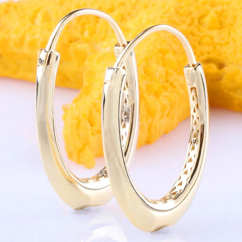 Pendiente de aro grueso con brillo dorado para mujer, Original, en forma de corazón, pendiente de Plata de Ley 925, regalo de boda, joyería artesanal