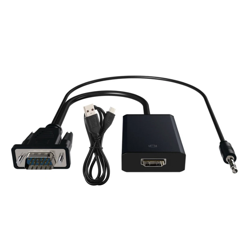 Переходник VGA папа-HDMI мама с аудиовыходом 3 5 мм 1080P | Электроника