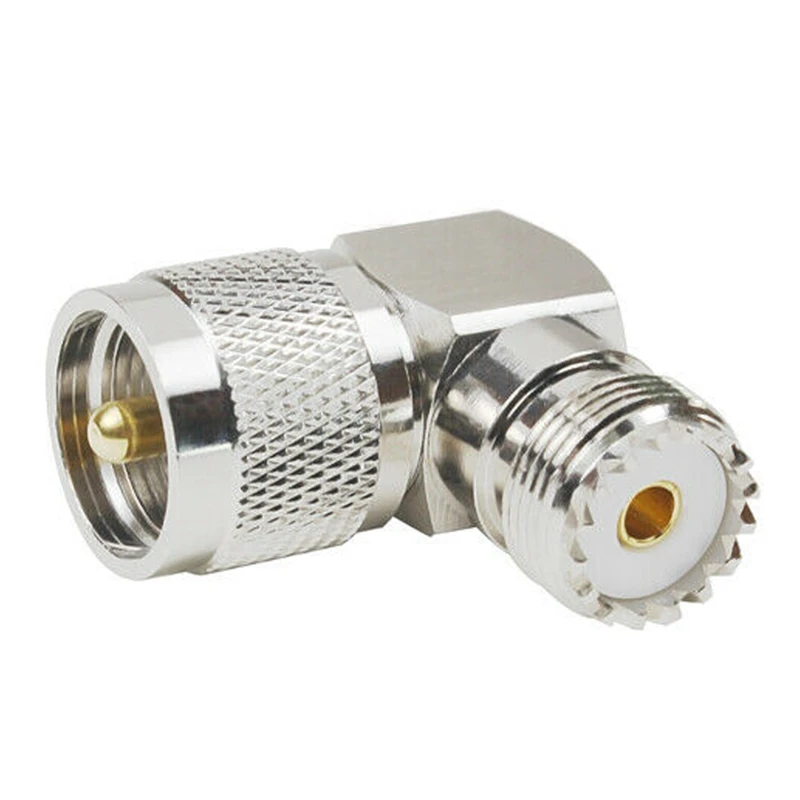 UHF SO-239 мама к UHF PL-259 папа под прямым углом 90 градусов RF разъем адаптера