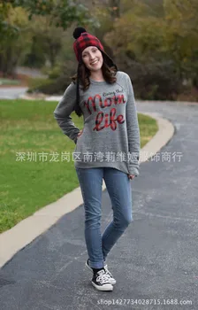 

Hot Selling Europe And America New Style Spring Clothing Mom like Printed Crew Neck Hoodie Women's