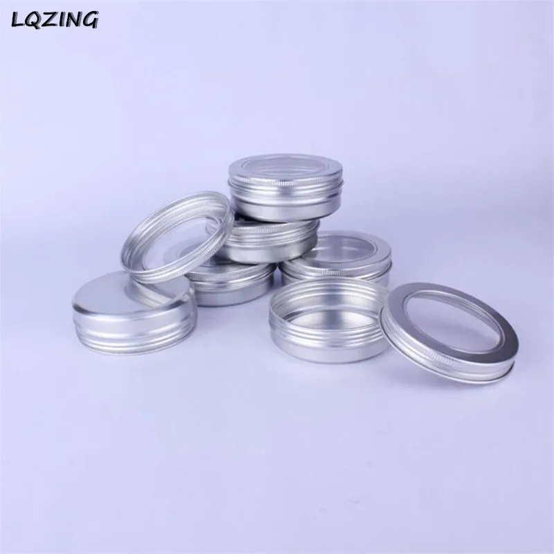 

Cream Jar Tin Cosmetic Lip Balm Containers Nail Decoration,Round Window Crafts Pot Refillable Bottle Screw Thread Empty Aluminum