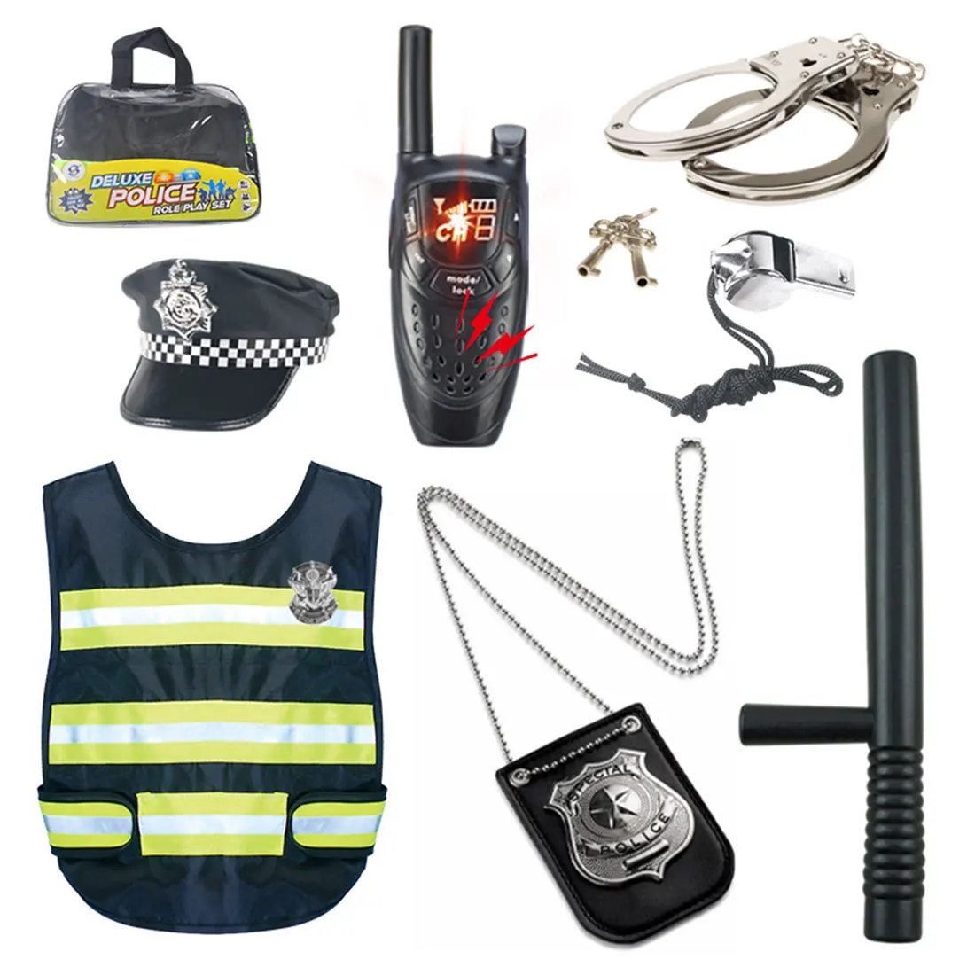 

8Pcs Children Police Pretend Cosplay Outfit Set