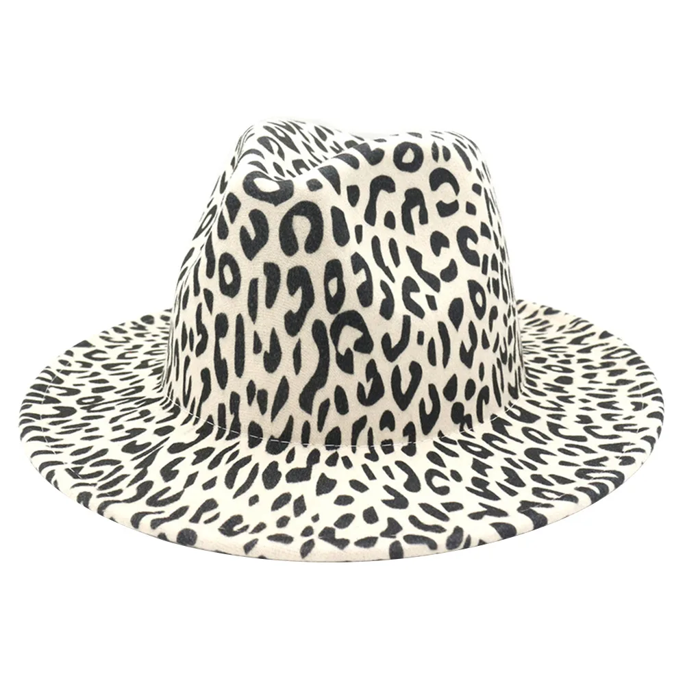 С леопардовым принтом шляпа с широкими полями шерсть войлочная одежда Мужские Женские шапки Trilby Винтаж Chapeau модные теплые солнце шляпы с полями