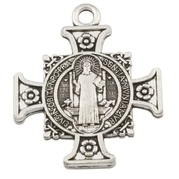 

Zinc Alloy Quis Et Dues Saint Michael Cross Medal Charm Pendants 34X40.2mm Fashion DIY Jewelry 30pcs /lots A517