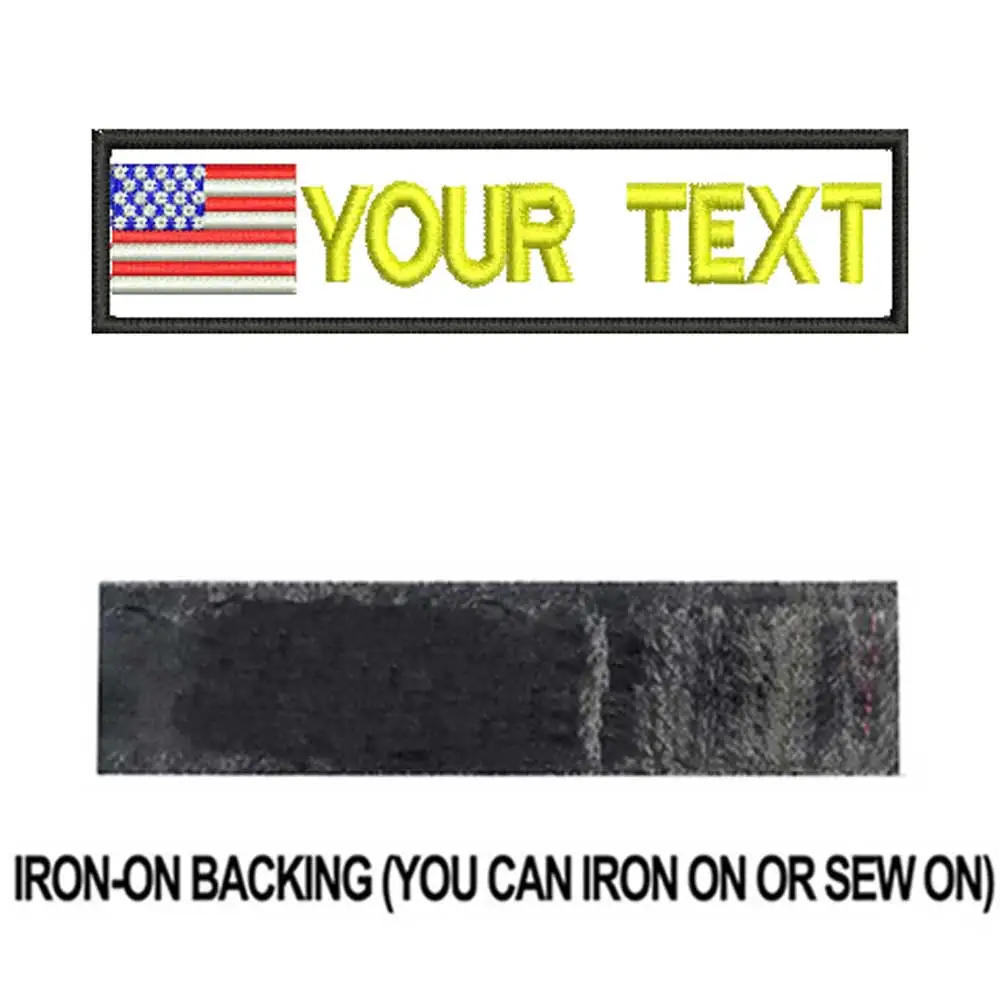 yellow iron on Пользовательские флаг США имя патчи персонализированные железные на крючок подложки - Цвет: yellow iron on